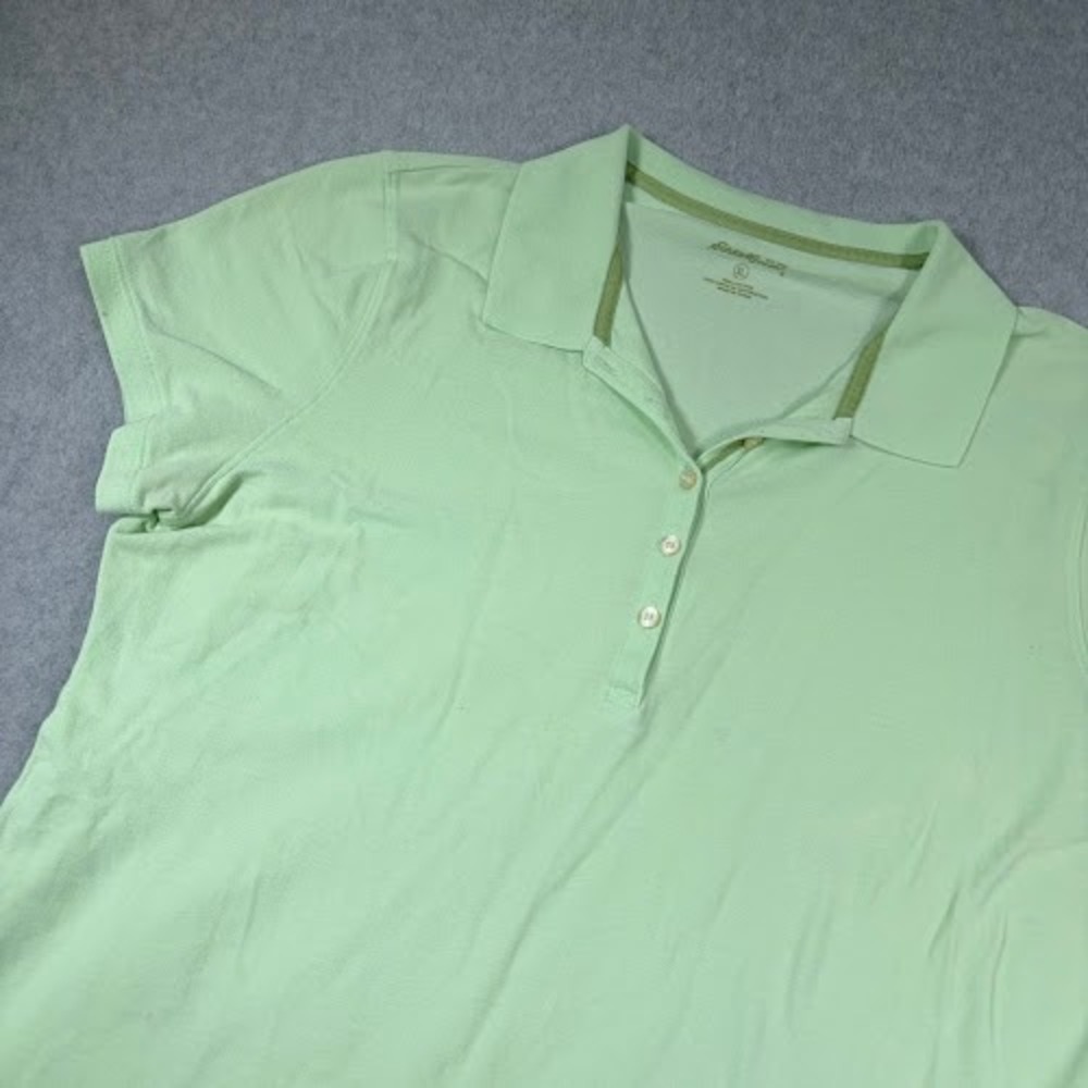 Eddie Bauer  Polo Shirt Womens XL Light Green Short Sleeve Cotton Casual